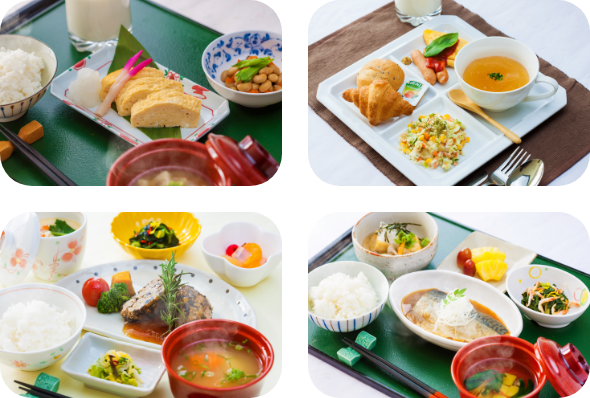和食洋食が２品ずつ並んだ常食の写真
